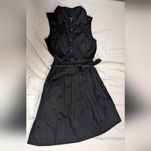 EUC Talbots Petite Women's Collared Button Up Sleeveless Shirt Dress,Black,6P